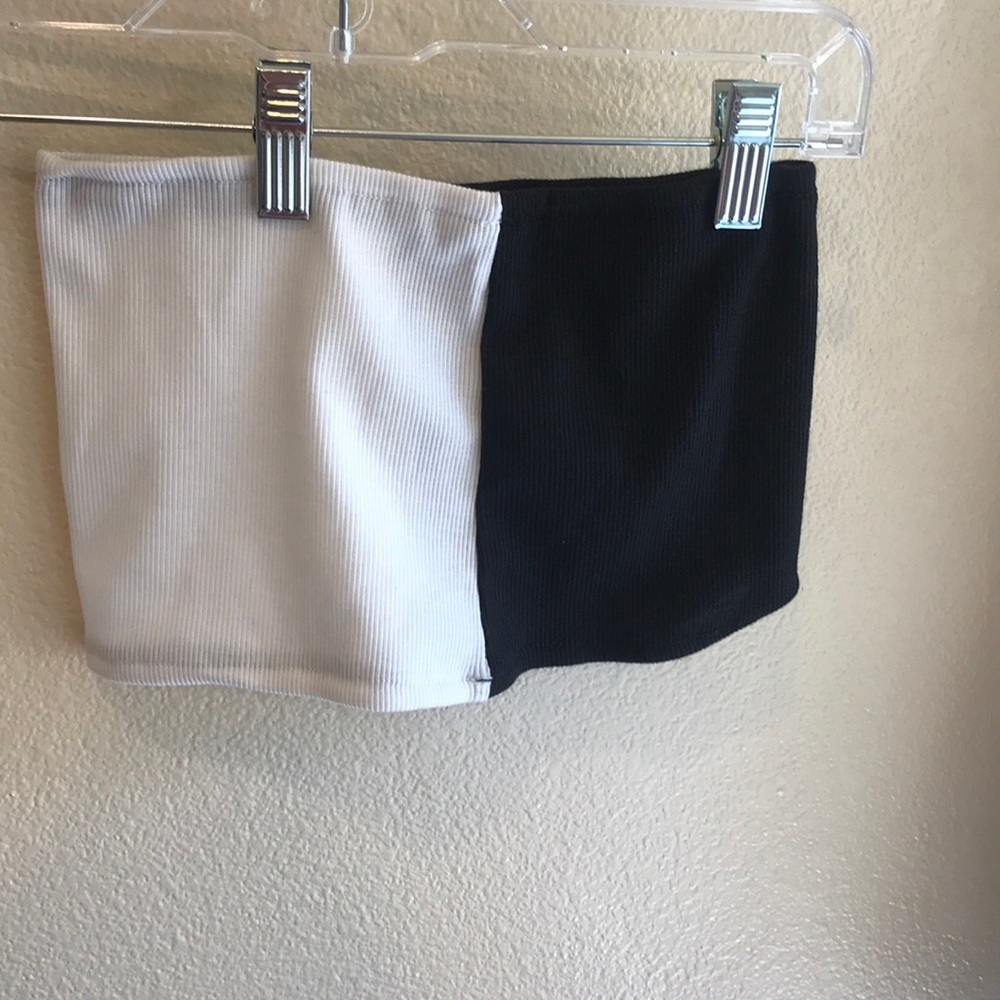 Half black half white tube top
